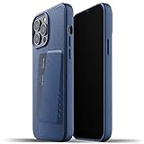 Mujjo iPhone 13 Pro Max Leder Hülle (Blau) - Premium Wallet Case - Kompatibel mit iPhone 13 Pro Max - Fächer für 2-3 Karten - Extra Dünn - Stoßfeste Schutzhülle - Kabelloses Laden - 6,7”
