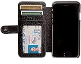 Sena Cases Classic Wallet Book, Leder Wallet Case für New iPhone SE 2020/iPhone 8/7, Kroko-Schw