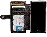 Sena Cases Classic Wallet Book, Leder Wallet Case für New iPhone SE 2020/iPhone 8/7, Kroko-Schw