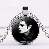 Songda Michael Jackson Halskette Statement-Halskette MJ King of Pop Art Foto Glas Cabochon Kette S