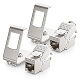 deleyCON 2X CAT6a Keystone Jack Modul mit 2X 1-Port Hutschienenadapter als Set Metall STP Schirmung RJ45 Buchse 10 Gbit/s Netzwerk Snap-In Montage für 35mm H