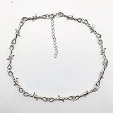 RuoYu New Small Wire Brambles Eisen Unisex Choker Halskette Frauen Hip-Hop Gothic Punk Blade Stacheldraht Kleine Dornen Kette Choker Geschenke-Silber1