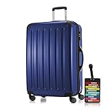 Hauptstadtkoffer - Alex Hartschalen-Koffer-XL Koffer Trolley Rollkoffer Reisekoffer Erweiterbar, 4 Rollen, Zahlenschloss, 75 cm, 119 Liter, Dunkelblau +Design Kofferanhäng