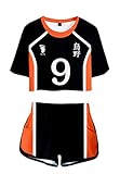 AMOMA Damen Mädchen Anime Haikyuu Karasuno High School Cosplay Crop Top und Shorts Trainingsanzug Zweiteilige(L,Karasuno9)