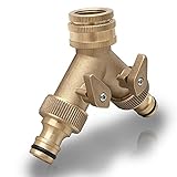 Premium 3/4 Zoll 2-Wege Y-Verteiler aus hochwertigem Messing, mit zwei kostenlosen Schlauchanschlüssen für handelsübliche W