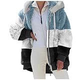 Damen-Kapuzenjacke aus Teddy-Fleece, lockere Plüsch-Kapuzenjacke, mit Reißverschluss, für Herbst und Winter, warm, mit Taschen und Kordelzug, A03_weiß, XXXXXL