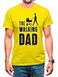 T-Shirt The Walking Dad T-Shirt Papa Geschenk Vatertag Vaterliebe Spruch Shirt The Walking Dad Papa Geschenkideen Mann Kinderwagen (Gelb, L)