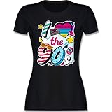 Sprüche Statement mit Spruch - I Love The 90s bunt - XXL - Schwarz - 90er Jahre t-Shirt - L191 - Tailliertes Tshirt für Damen und Frauen T-S