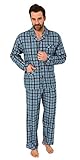 Herren Flanell Pyjama Schlafanzug zum durchknöpfen - auch in Übergrössen 281 101 95 649, Farbe:Marine, Größe2:54