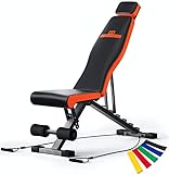 ACTIVEWEIGHT Klappbare, Verstellbare Hantelbank | 90 Grad, Schrägbank, Flachbank, Negativebank | Vormontiert | Kompatibles Langhantel Hantel | Gym Bänke | Kraftraining | *KOSTENLOSE FITNESSBÄNDER*