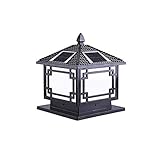 GUOCC Kreativ Weinlese-Retro geschnitzter Solar im Freien LED Säulenlampe Wasserdichte Quadratische Edelstahl Metall Solarbetriebene Post Poller Licht Courtyard Landschaft Beleuchtung Terrasse Zaun T