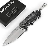 MOTUNE® Zweihand Klappmesser Mini KP24 - Taschenmesser aus rostfreiem Edelstahlklinge - Zweihandmesser mit Press Lock & Schlüsselring