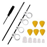 Gitarren-Fingerspreizer mit 5 Stück Silikon Fingerspitzen Schutz 5 Stück Plektren Handtrainer für E-Gitarre Fingertrainer Übungswerkzeug Bass, Ukulele, Klavier Gitarren Fingerschutz Anti Rutsch (Weiß)