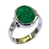 Gemsyogi Damen Herren Unisex - Sterling-Silber 925 Sterling-Silber 925 Oval Green Smarag