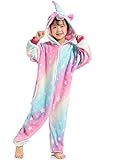 Karneval Halloween Pyjamas Einhorn Onesie Tier Cosplay Kostüm Schlafanzug mit Kapuze Kinder Jump