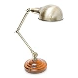 Relaxdays Tischlampe Industrial-Design höhenverstellbar Holz Messing 10018500