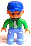 Lego Duplo Man with Blue Baseball Cap and Green S