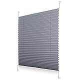 ROOMY Plissee Klemmfix, verspannt, Blickdicht, Sichtschutz Sonnenschutz Jalousie Klemmrollo Jalousie Grau, 80 cm x 210 cm (B x L)