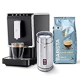 Tchibo Kaffee Vollautomat Esperto Caffè 1.1 (19 bar, 1470 Watt), Anthrazit (inkl. elektr. Milchaufschäumer aus Edelstahl und 1Kg Barista Caffè Crema)