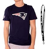 New Era NFL Shirts - Football Team Shirt - alle Teams inkl. New Era Schlüsselanhänger (New England Patriots - Navy, L)