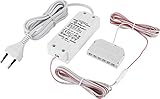 12V MINI-AMP - LED Trafo Netzteil 12W - mit EURO-Stecker + 6-fach-Verteiler (MINI-AMP Buchsen) - 3x 2m Kabel - weiß