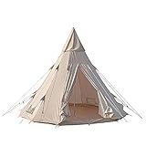 TAOBEGJ Zelt Outdoor | Indianerzelt | Glamping | Campingzelt, Jurte Zelt Auf Baumwolltuch Großes, Zelt Geeignet 4 Personen, Für Camping, Versammlungen, Reisen,Beige-300 * 300 * 250