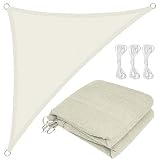 BMOT Sonnensegel, Polyester Sonnensegel Sonnenschutz Garten Balkon und Terrasse wetterbeständig mit UV Schutz Windschutz für Garten Terrasse Camping (Dreieck 5 x 5 x 5m Creme)