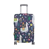 Niedliche Alpaka mit Blumen, Gepäckschutz, Spandex, Reisekoffer, Gepäckabdeckung, passend für 45,7–50,8