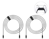 Lioncast Ladekabel für PS5 | 4 Meter Schnell-Ladekabel (USB-C/USB-C) für Sony PlayStation 5 | PS 5 Controllerkabel für Controller Dualsense | Ps5 Ladekabel mit Nylonmantel (Knickschutz) - 2 Stück