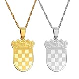 Halskette mit Anhänger mit Kroatien-Flagge, Goldfarben/Silberfarben, für Frauen und Mädchen, Kroatien-Schmuck, Geschenk (45 cm, hellgelbgoldfarben)