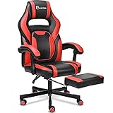 BASETBL Gaming Stuhl,PC Gamer Racing Stuhl Bürostuhl Schreibtischstuhl mit fußstützen Ergonomischer Gaming Sessel,Verstellbare Armlehne Bürostuhl Gaming Stuhl bis 150kg belastbar(Rot)