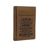 1 Stück Gravierte Leder Vordere Tasche Wallet Mann RFID Brieftasche Tragbare Karten Halter Organizer Minimalismus Dünne Brieftasche Geschenk Für Mann (Mama Bis Sohn)