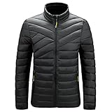 WAQD Herren Übergangsjacke Steppjacke Daunenjacke Sportjacke Freizeitjacke Materialmix Kapuze Reißverschluss Street Style Herren, Herbst Und Winter, Neue Baumwolljacke Leichter Mantel Oberteil, Jack