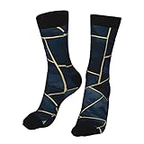 YUMEBLTD lueGeometric Blue Bars Printed Socks Novelty Sport Crew Socks for Men Women, siehe abbildung, O