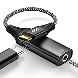 ESR verbesserter 2-in-1 USB C Kopfhörer Adapter Nylonkabel mit Ladebuchse, Schnellladen Unterstützt, Typ-C auf 3.5 mm Audio Adapter für Aux, Kompatibel mit Galaxy S21/S20/S10/A52, iPad Pro 2021/2020