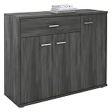 CARO-Möbel Kommode Estelle Sideboard Mehrzweckschrank, Esche grau mit 3 Türen und 1 Schublade, 88 cm b