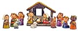 Riffelmacher Kinder Krippenfiguren Set mit Stall 12-TLG. 78356 - 2,5-9cm - Polyresin Weihnachtskrippe Jesus Geburt Weihnachtswunder Heiligabend Weihnachten Dek