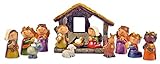 Riffelmacher Kinder Krippenfiguren Set mit Stall 12-TLG. 78356 - 2,5-9cm - Polyresin Weihnachtskrippe Jesus Geburt Weihnachtswunder Heiligabend Weihnachten Dek