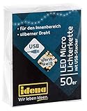 Idena 30257 - LED Micro Lichterkette mit 50 LED in warmweiß und USB Stecker, ca. 2,75 m lang, für den Innenbereich, für Partys, Weihnachten, Deko, Hochzeit, als Stimmungslicht und zum B