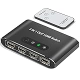 HDMI Switch 4K 3 IN 1 Out HDMI Splitter, Aluminium HDMI Umschalter mit IR Fernbedienung Unterstützt 4K@60HZ 3D HD1080P, HDMI Switcher für PS4 Xbox HDTV Blu-Ray Play