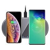 Duales 15 W kabelloses Ladegerät, Qi-Schnellladepad für iPhone 11/11 Pro/11 Pro Max/XS/XS Max/XR/X/8 Plus/ 8 / Samsung Galaxy S10/S9/LG V50/V40/V30, Induktionsladeg