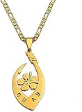 BEISUOSIBYW Co.,Ltd Halskette Kragen Blume Hibiskus Guam Anhänger Halskette Für Frauen Männer Farbe Gold Guam Schmuck Geschenke 60