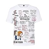 3D bedrucktes T-Shirt Grey's Anatomy Print T-Shirt Print Lässiges T-Shirt O-Ausschnitt Hip Hop Short Sleeve Plus Size,Weiß,S