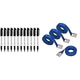 Amazon Basics - Permanentmarker, Schwarz, 12er-Pack & Spanngurt, 2.5 m lang, 25 mm breit, Belastbarkeit 150 kg, entspricht DIN EN 12195-2, Blau, 4 Stück