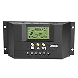 Akozon Solar Laderegler PWM Intelligente Solar Panel Laderegler Regler LCD Display Dual Post Auto System Solar 12V/24V 30A für Solarpanel Batterielampe LED Beleuchtung