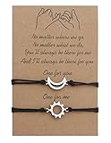 LOLIAS 2 PCS Engel Armband Freundschaft Armbänder Geflochtene Seil für Beste Freundin Beziehung Armband Einstellbare Paare Liebhaber Armbänder Sonne Mond Form Armbänder für D