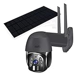 Solar-Sicherheitskamera für den Außenbereich, drahtlos, 360° PTZ CCTV-Kamera, 1080P Farb-Nachtsicht mit 19200mAh Akku, Sound-Licht-Alarm, PIR-Bewegungserkennung, IP66, kompatibel mit Alexa (WIFI)