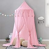 Minetom Betthimmel für Kinder Baby Baldachin Spielzimmer Fotografieren rund Höhe 240cm Prinzessin Chiffon hängende Moskitonnetz für Schlafzimmer Dekoration für Bett und Schlafzimmer (Rosa)