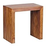 FineBuy Beistelltisch Massiv-Holz Sheesham 60 x 35 cm Wohnzimmer-Tisch Design dunkel-braun Landhaus-Stil Couchtisch Natur-Produkt Wohnzimmermöbel Unikat modern Massivholzmöbel E