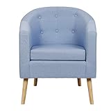 MUPAI Skandinavische Sessel für Esszimmer/Wohnzimmer/Büro/Empfang/Café, Leinensofa 79x64x50cm (Blau, 79x64x50cm)